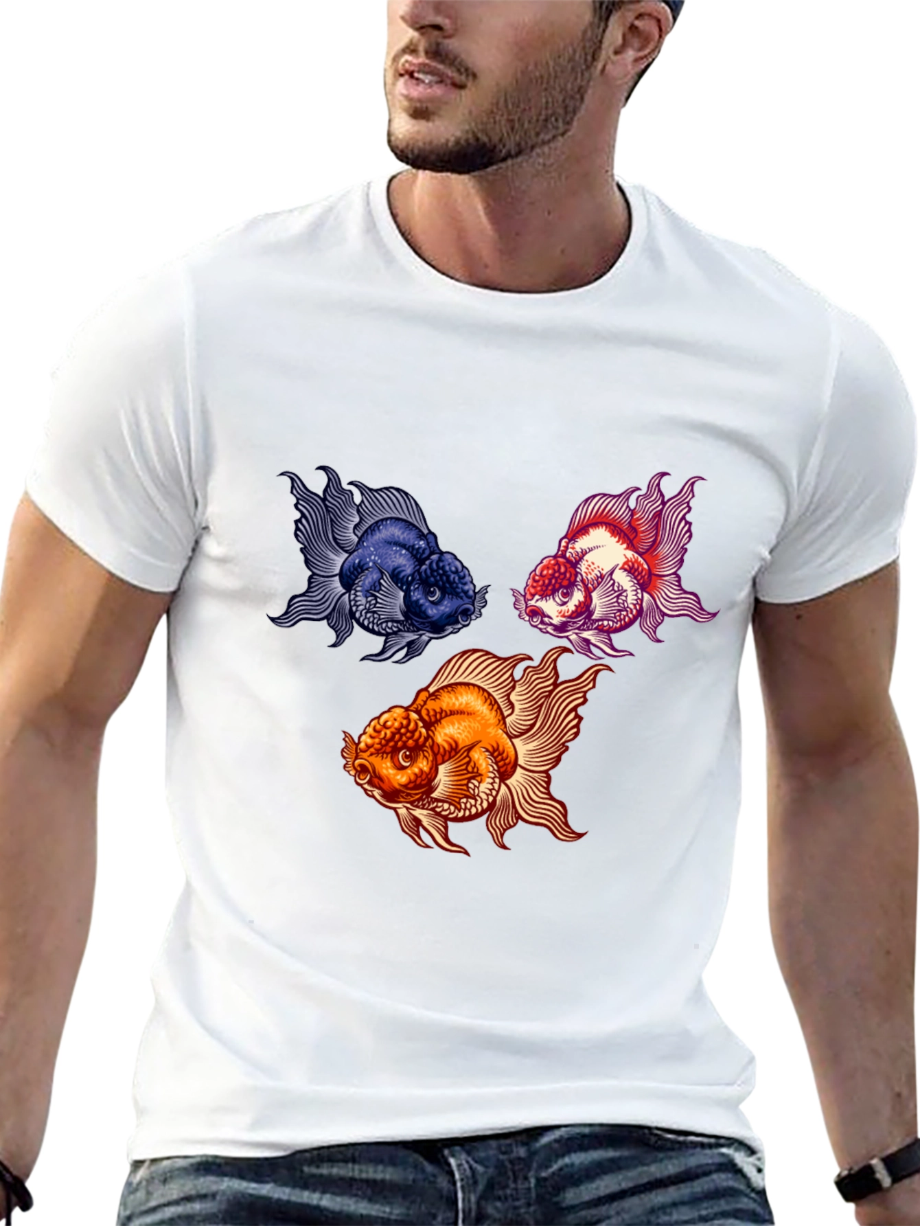 Goldfish Graphic Print Black T-Shirt