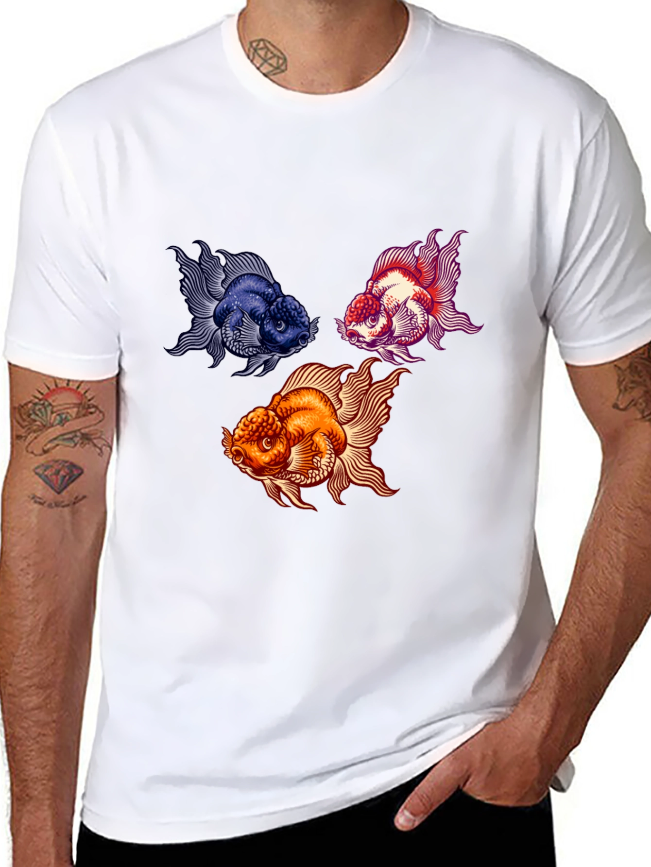 Goldfish Graphic Print Black T-Shirt