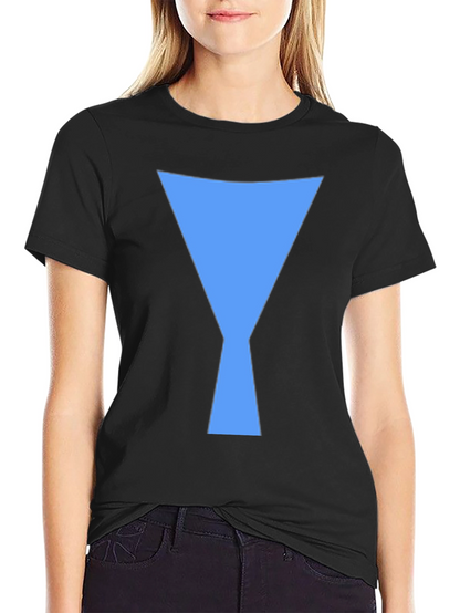 Geometric Blue Design Black T-Shirt