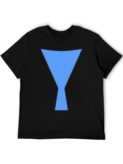Geometric Blue Design Black T-Shirt