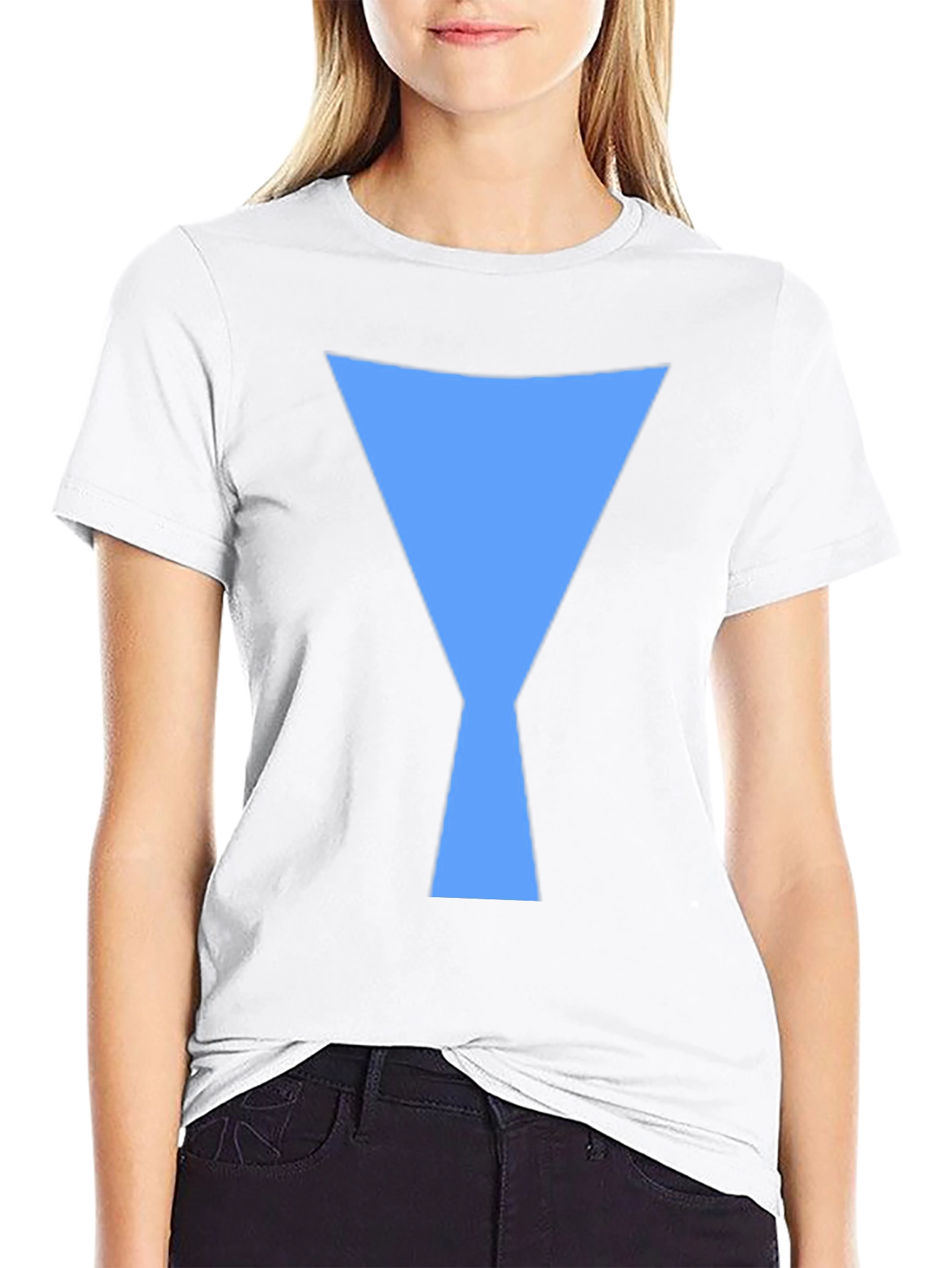 Geometric Blue Design Black T-Shirt
