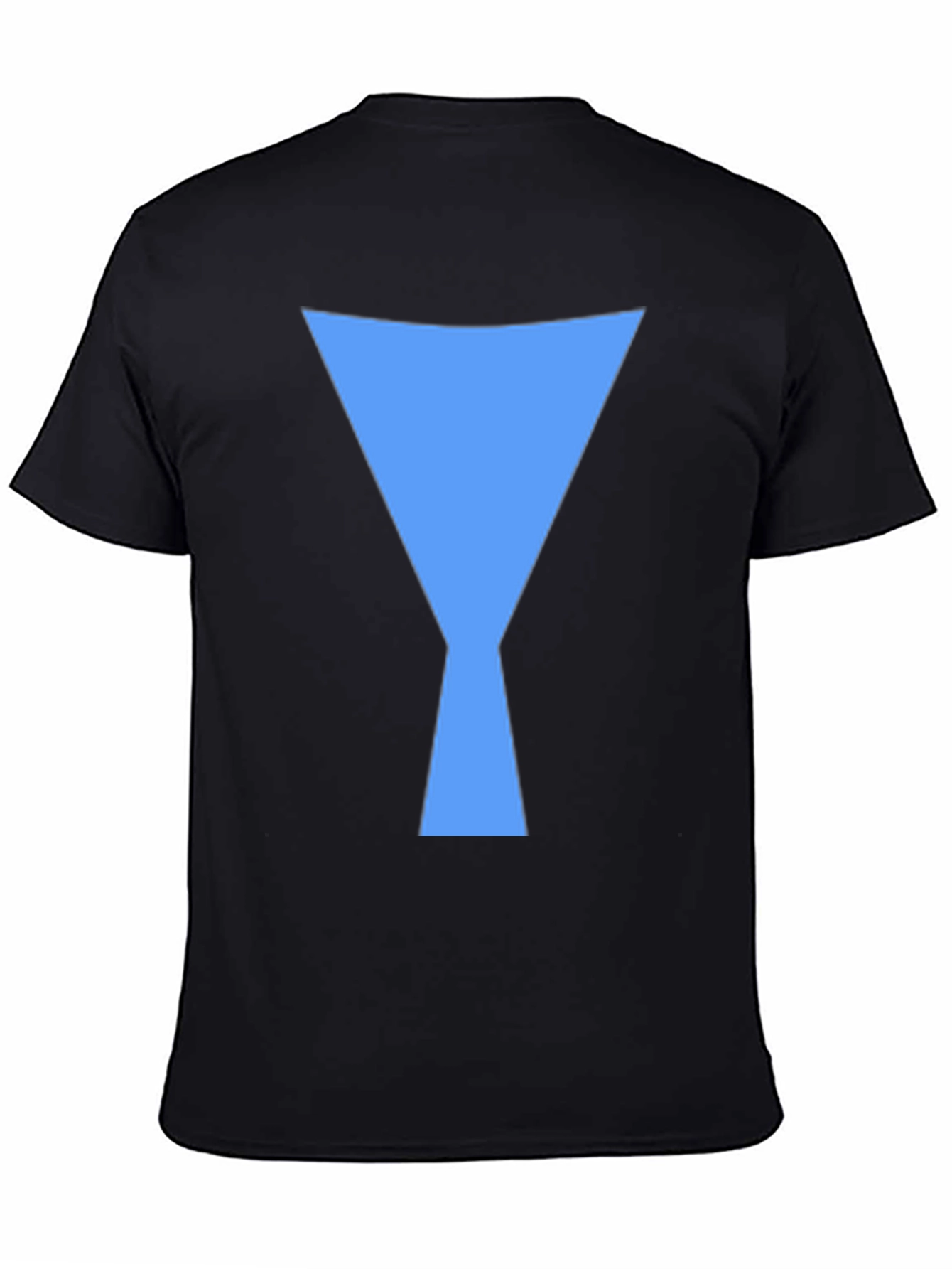 Geometric Blue Design Black T-Shirt