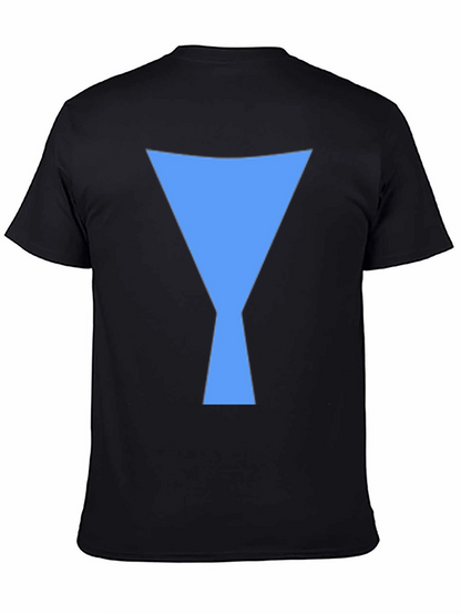 Geometric Blue Design Black T-Shirt