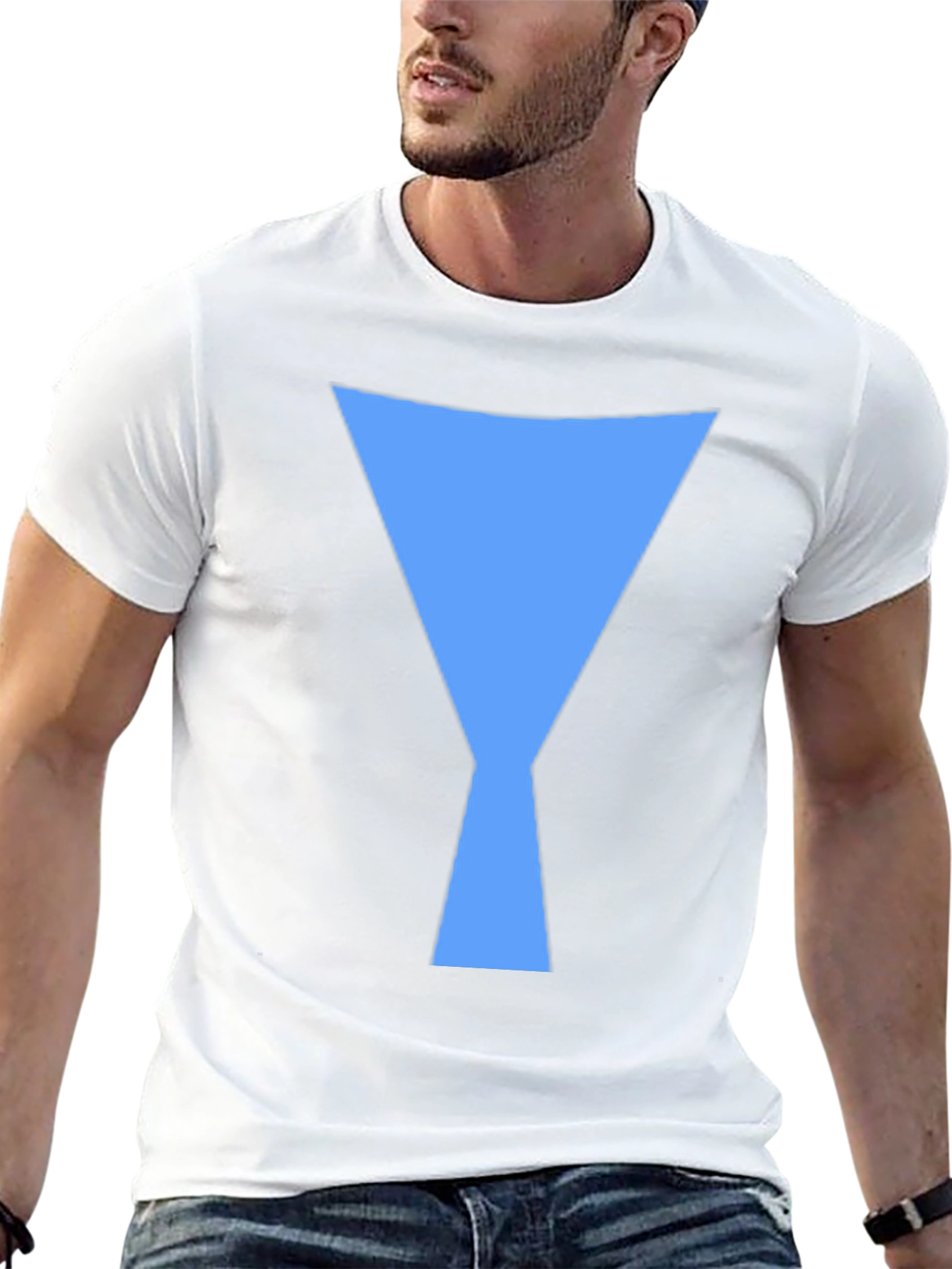Geometric Blue Design Black T-Shirt