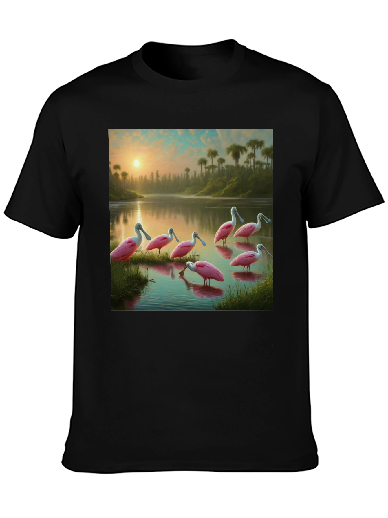 Spoonbill Sunset T-Shirt: Natures Elegance