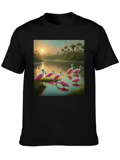 Spoonbill Sunset T-Shirt: Natures Elegance