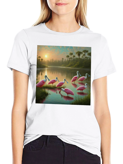 Spoonbill Sunset T-Shirt: Natures Elegance