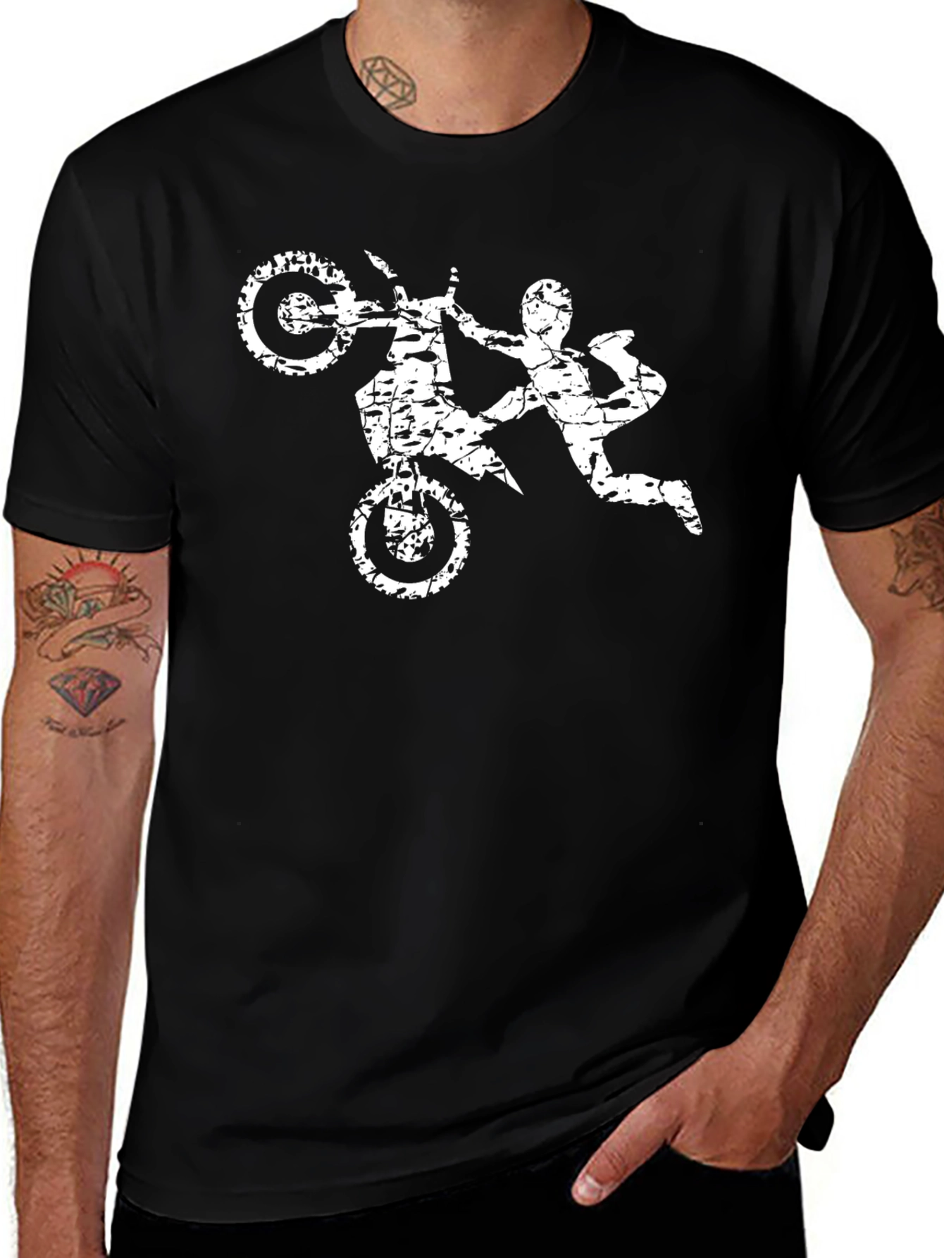 Motocross Stunt T-Shirt - Distressed Graphic Tee