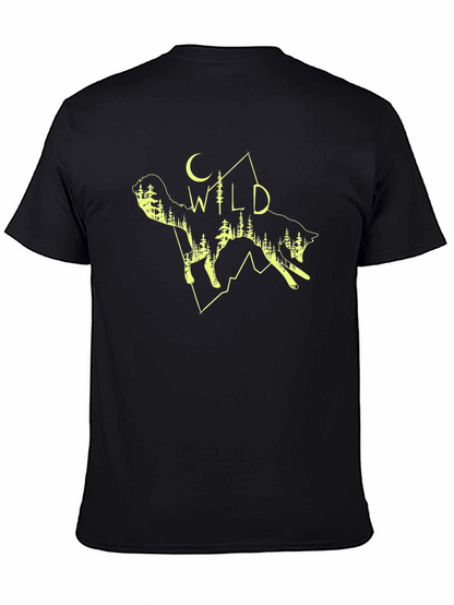 Wild Wolf Graphic Tee - Black Cotton T-Shirt