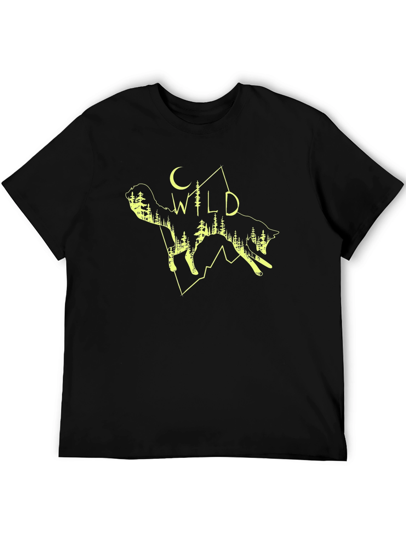 Wild Wolf Graphic Tee - Black Cotton T-Shirt