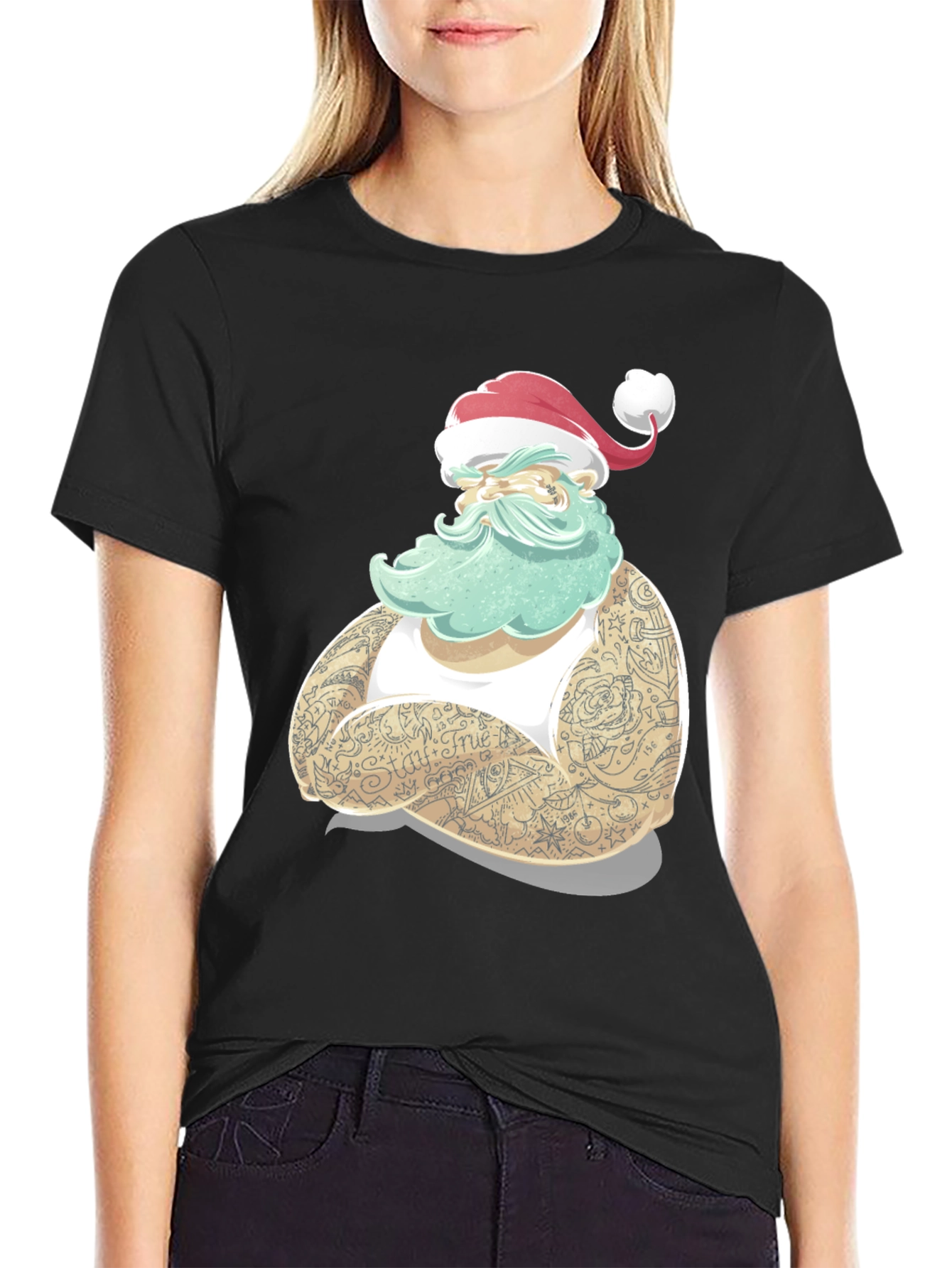 Tattooed Santa Claus Graphic T-Shirt