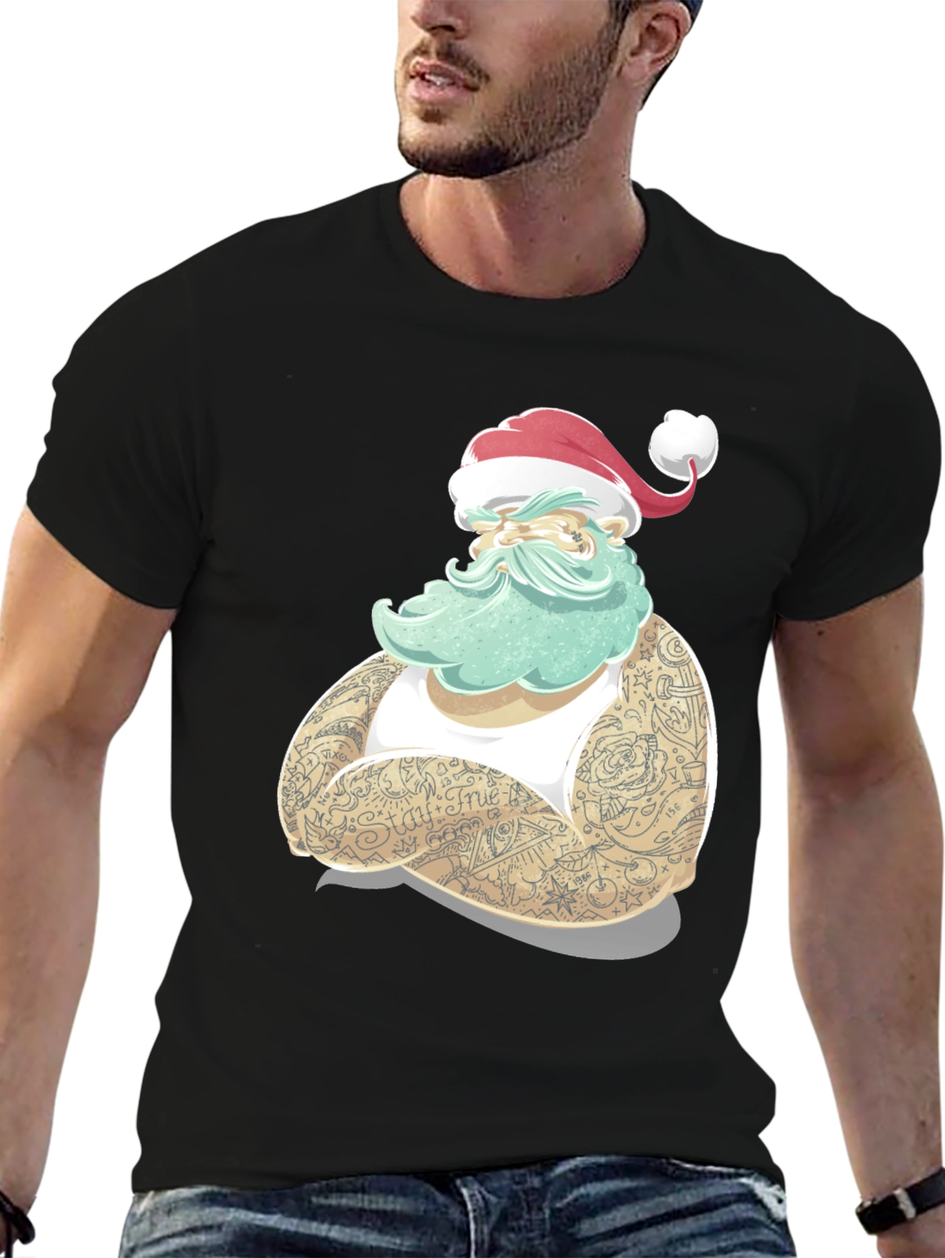 Tattooed Santa Claus Graphic T-Shirt