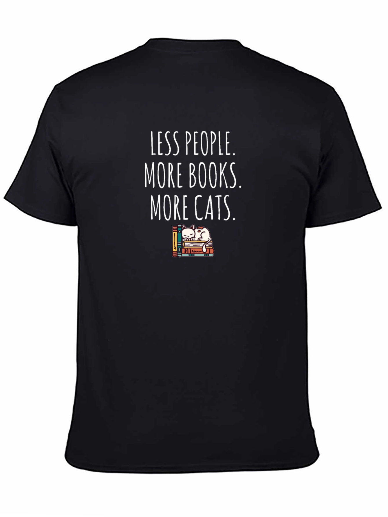 Less People More Books Cats Graphic Tee