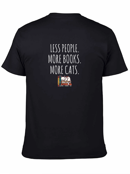 Less People More Books Cats Graphic Tee