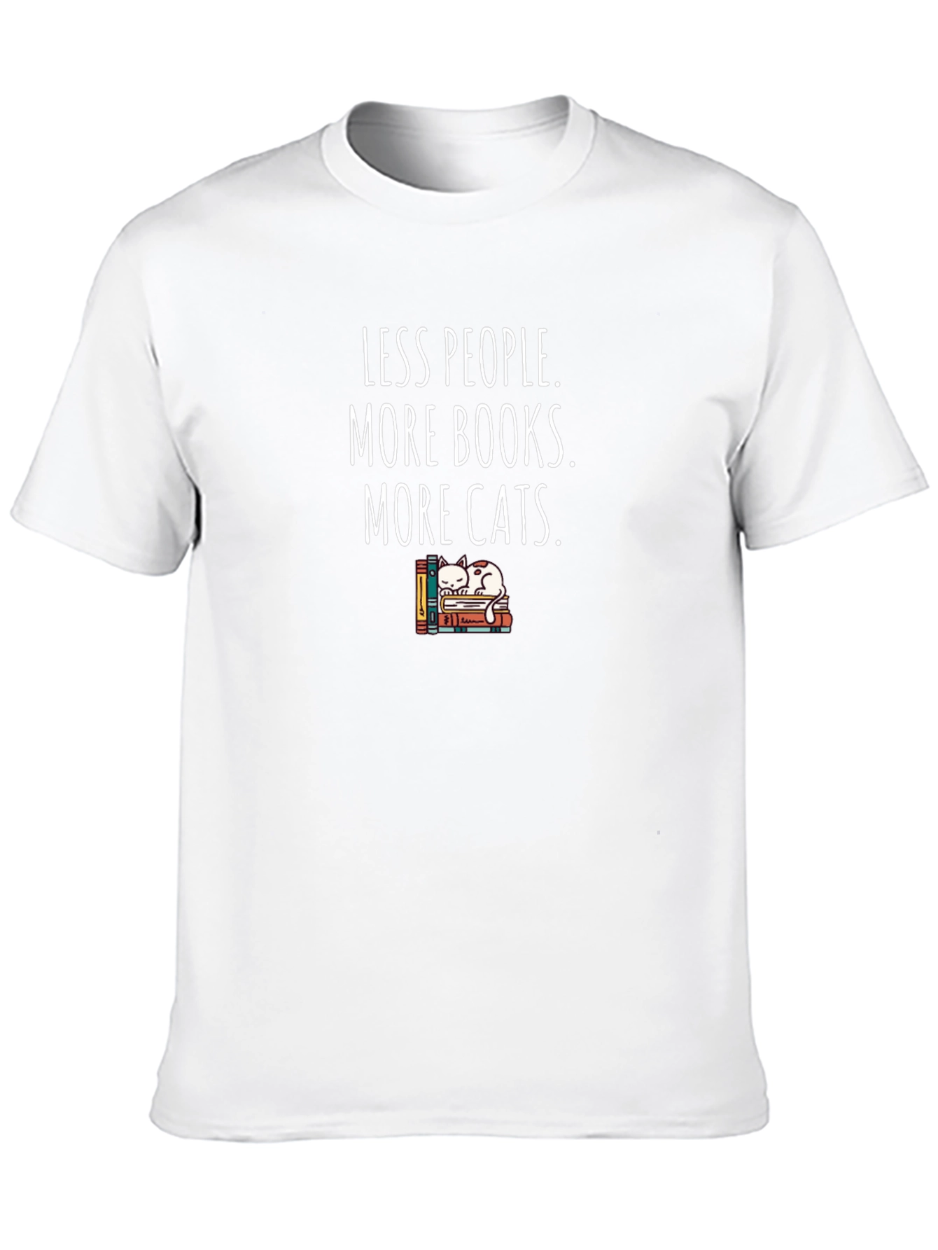 Less People More Books Cats Graphic Tee