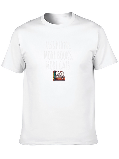 Less People More Books Cats Graphic Tee