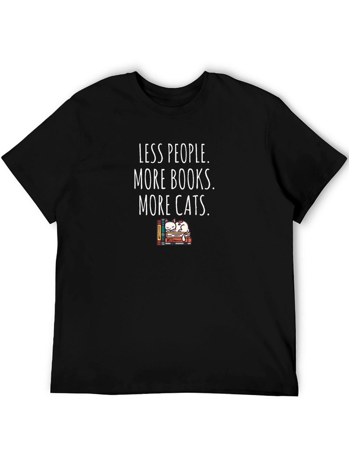 Less People More Books Cats Graphic Tee