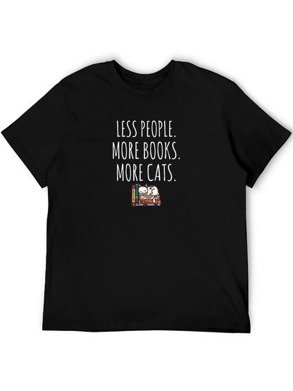 Less People More Books Cats Graphic Tee