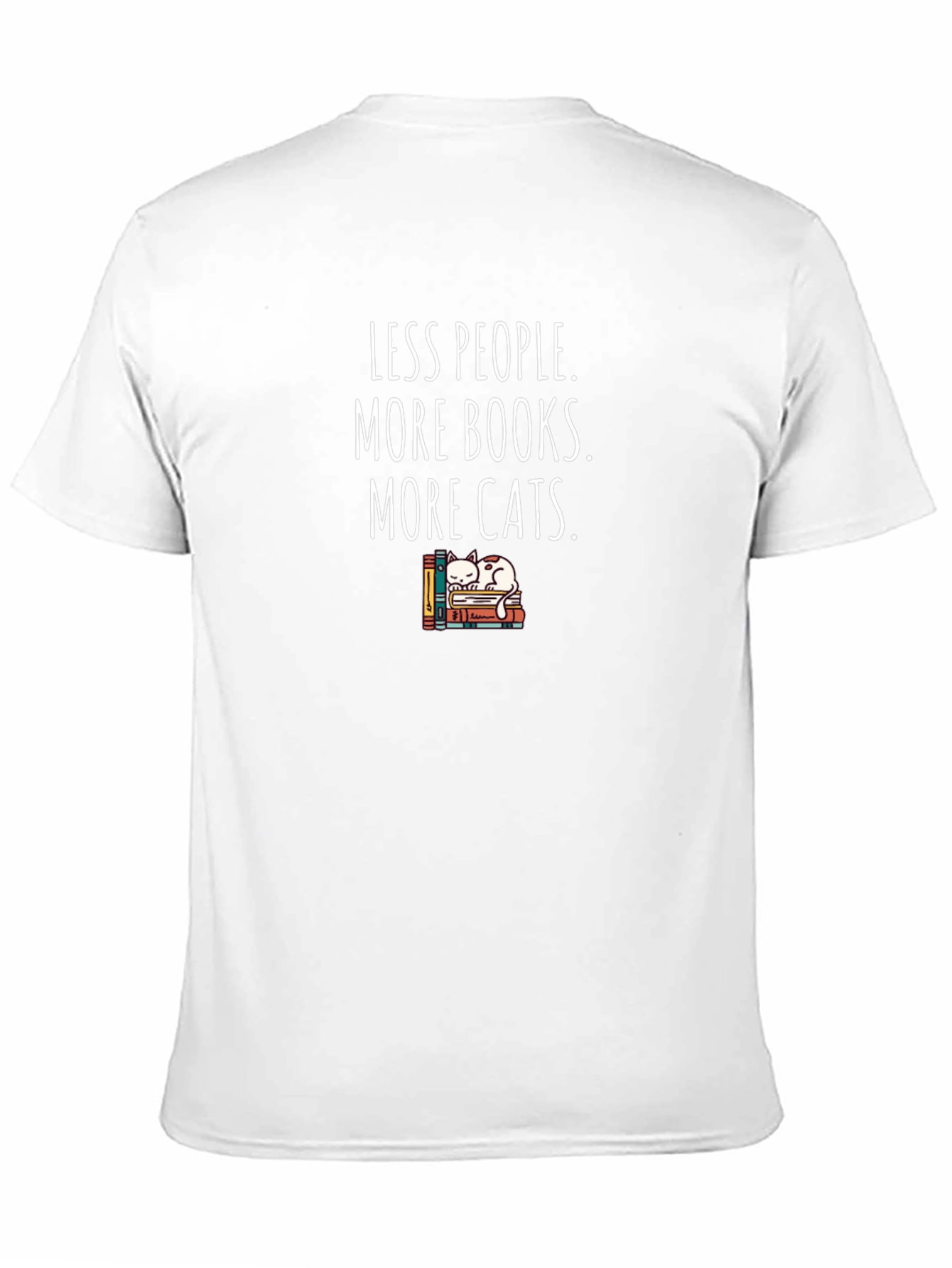 Less People More Books Cats Graphic Tee