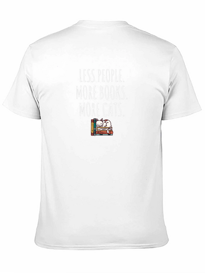 Less People More Books Cats Graphic Tee