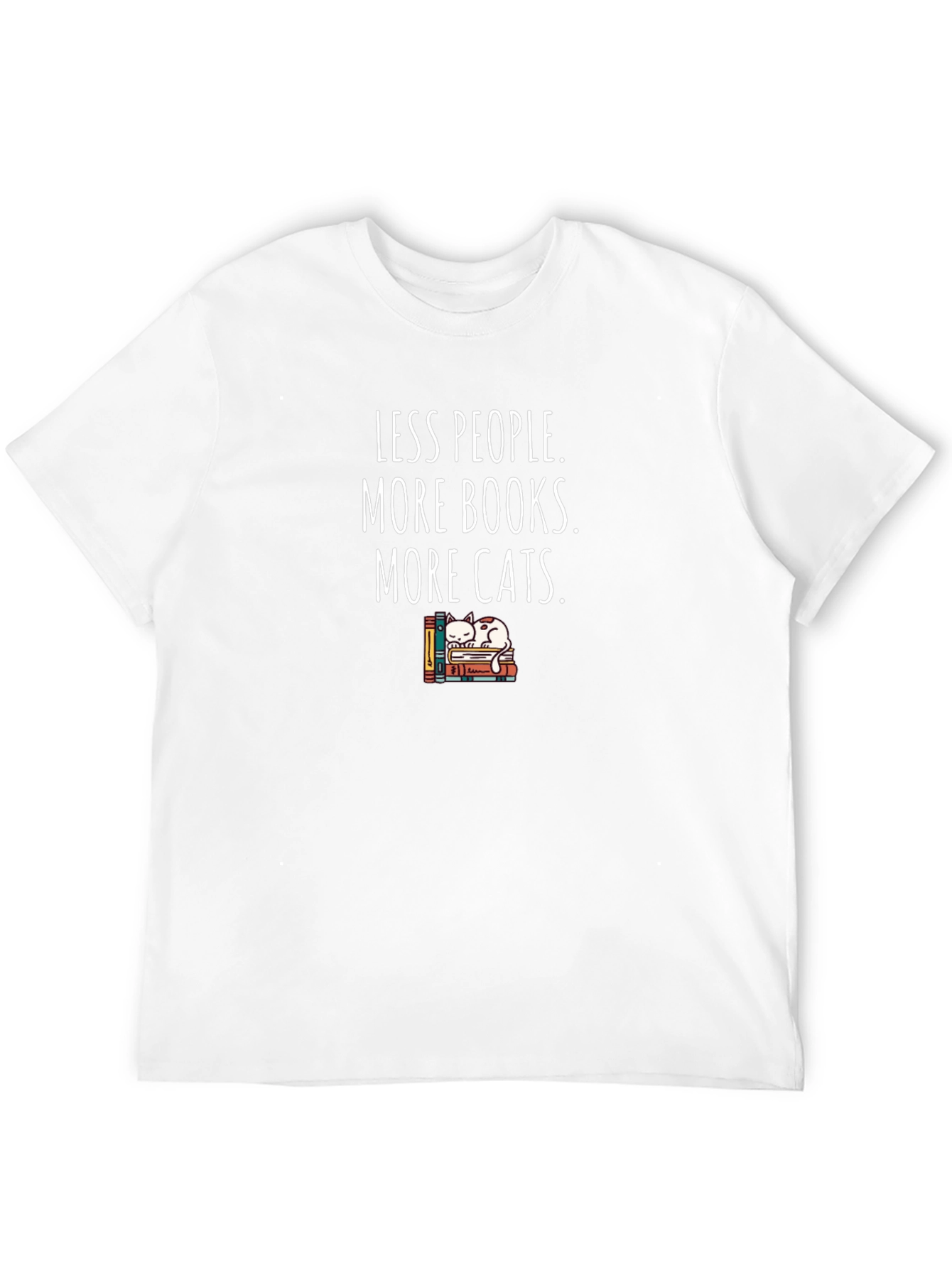 Less People More Books Cats Graphic Tee