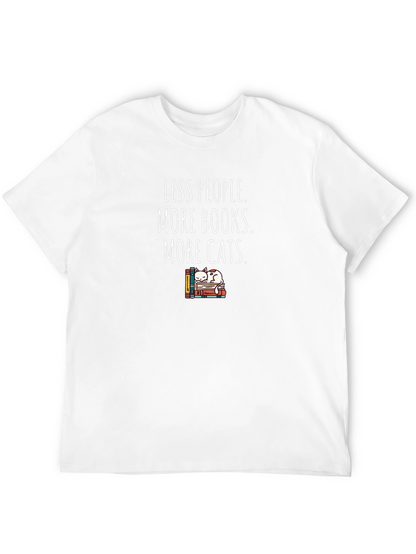 Less People More Books Cats Graphic Tee