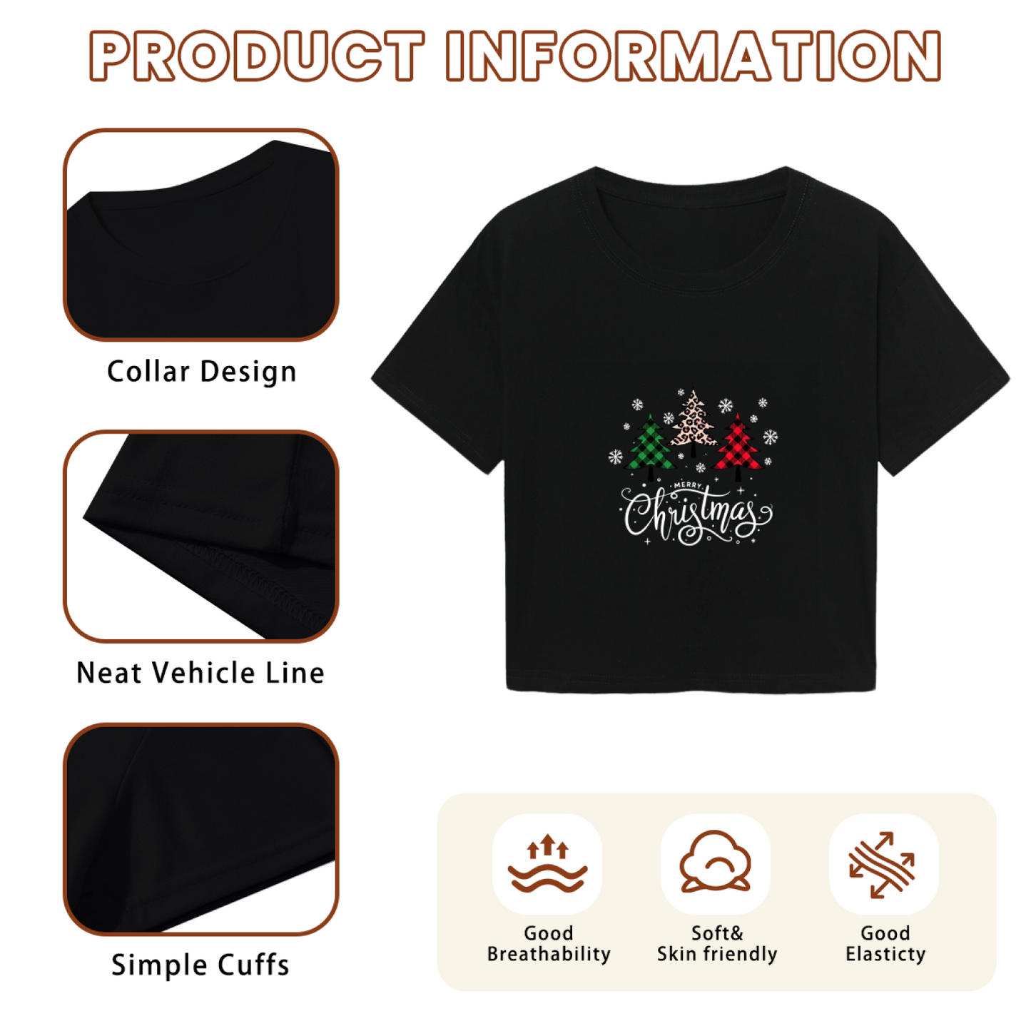Buffalo Plaid Leopard Tree Merry Christmas Cute Crop Top