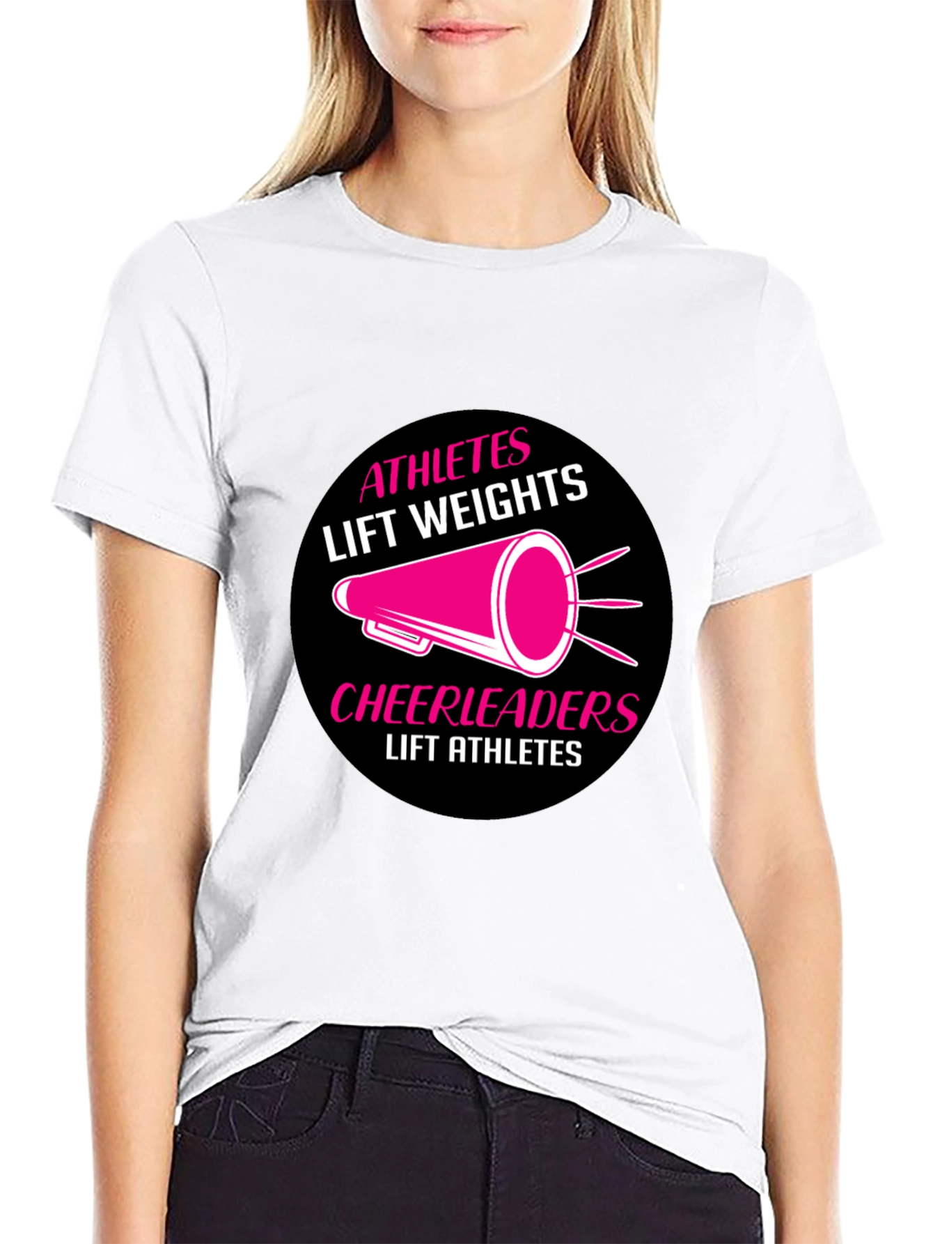 Athletes Lift Weights Cheerleaders Lift Athletes Black T-Shirt