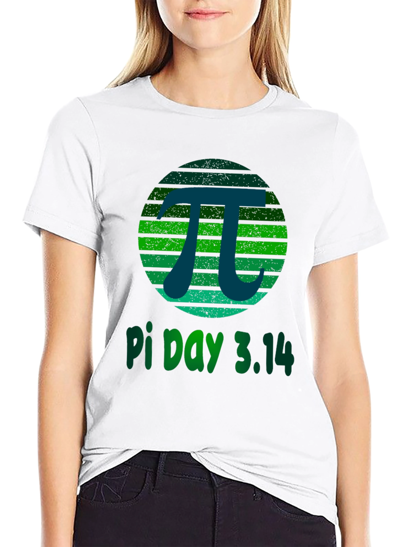 Pi Day 3.14 T-Shirt -  Green Grunge Design
