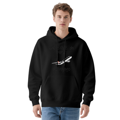 French Travel White Hoodie with Plane Design