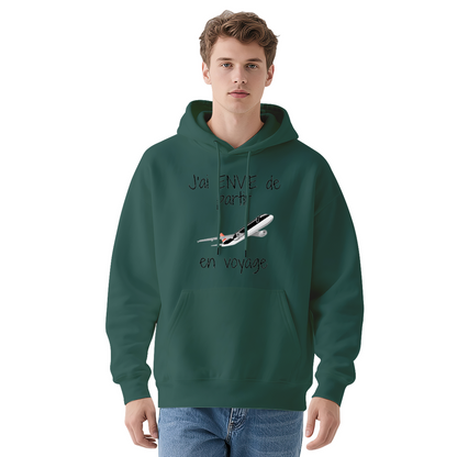 French Travel White Hoodie with Plane Design