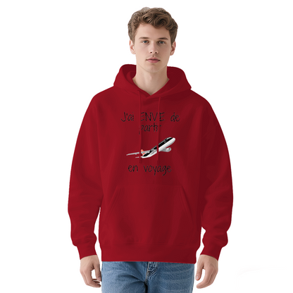 French Travel White Hoodie with Plane Design