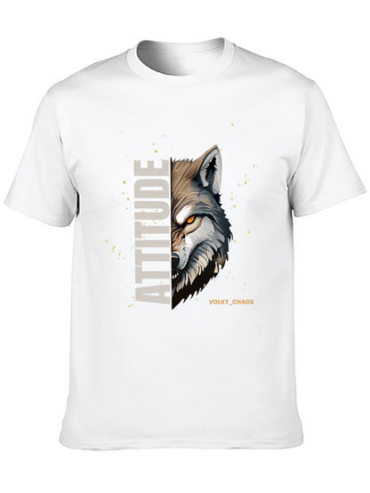 Attitude Wolf Graphic Print Black T-Shirt