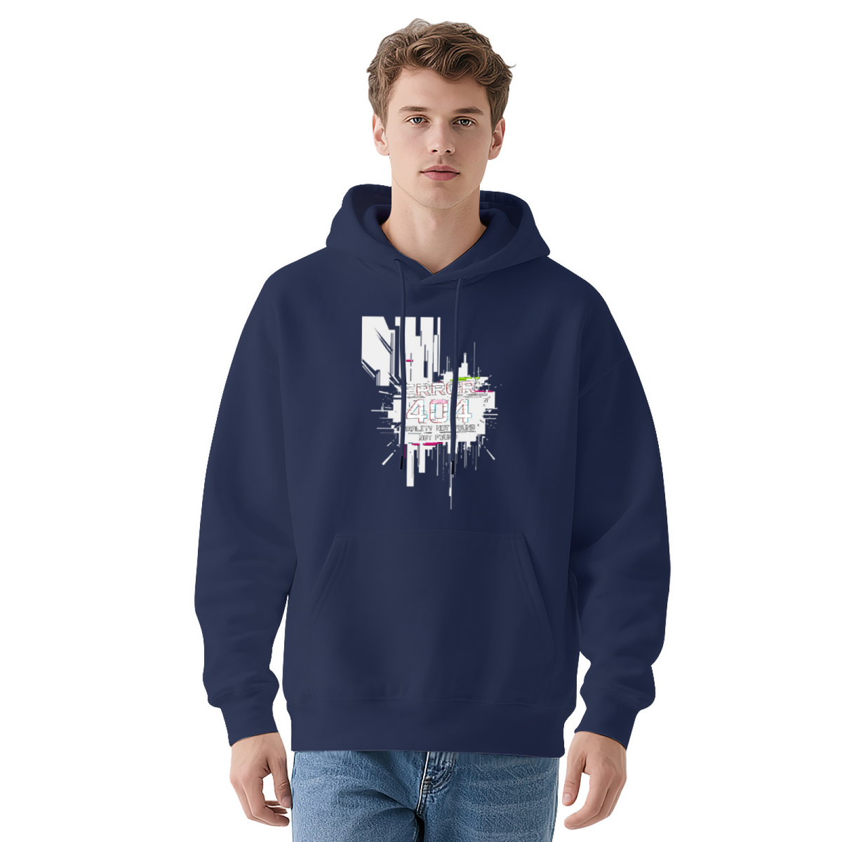 Glitch Error 404 Not Found Cyber Punk Hoodie