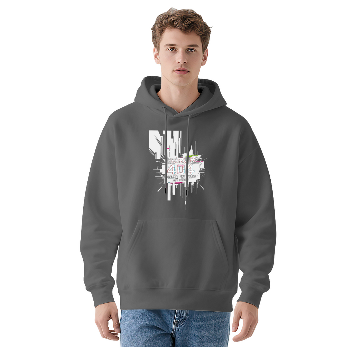 Glitch Error 404 Not Found Cyber Punk Hoodie