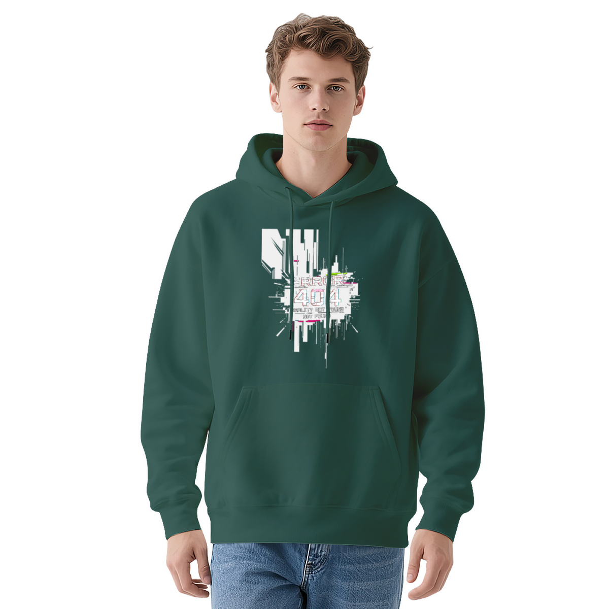 Glitch Error 404 Not Found Cyber Punk Hoodie