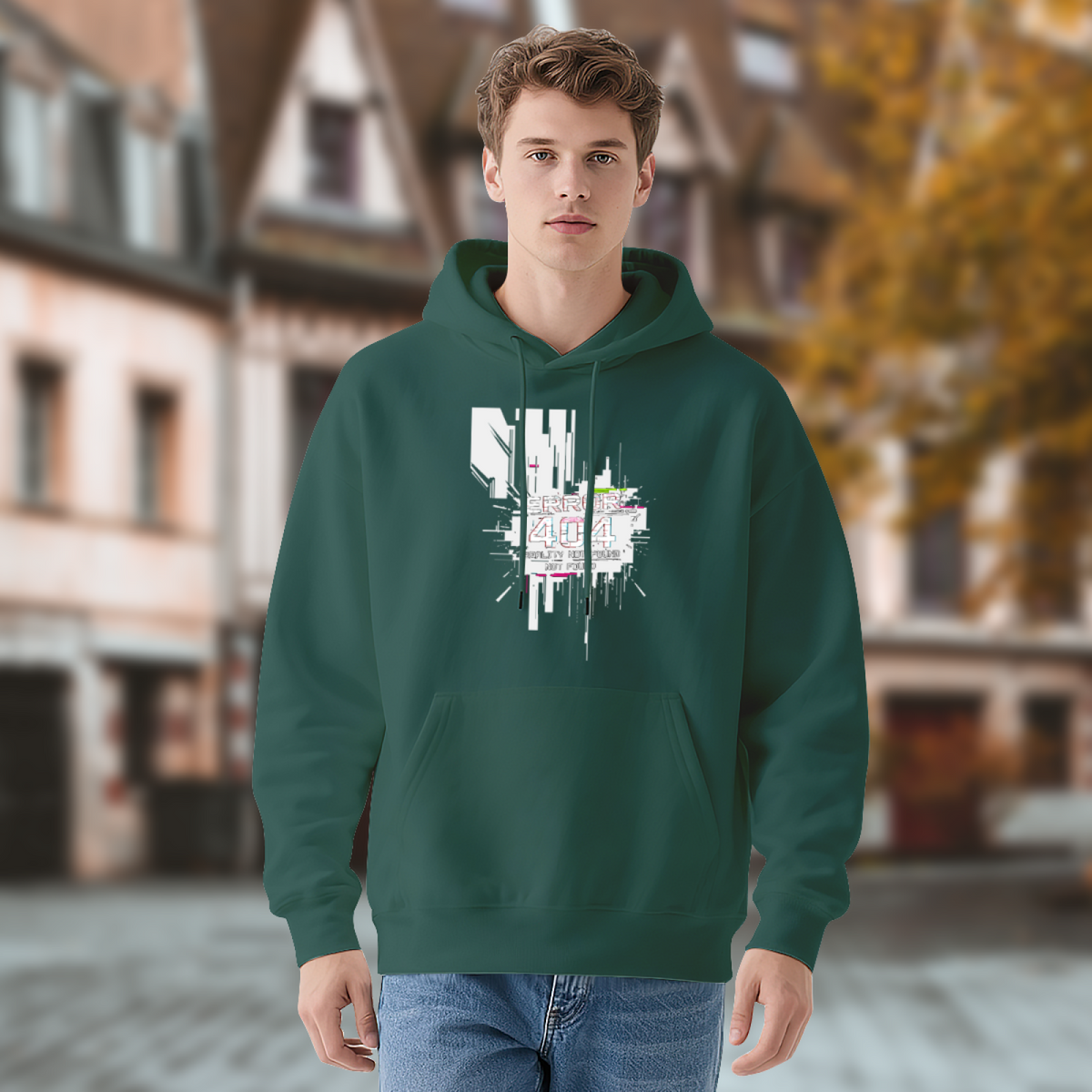 Glitch Error 404 Not Found Cyber Punk Hoodie