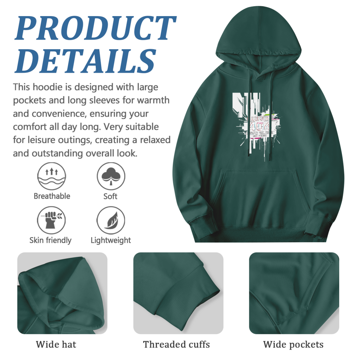 Glitch Error 404 Not Found Cyber Punk Hoodie