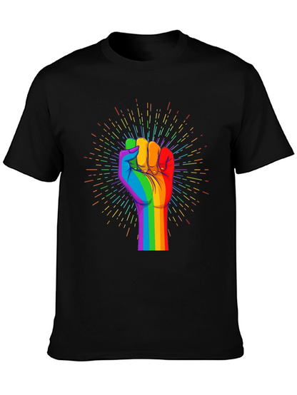 Pride Fist Graphic Tee - Black Cotton T-Shirt