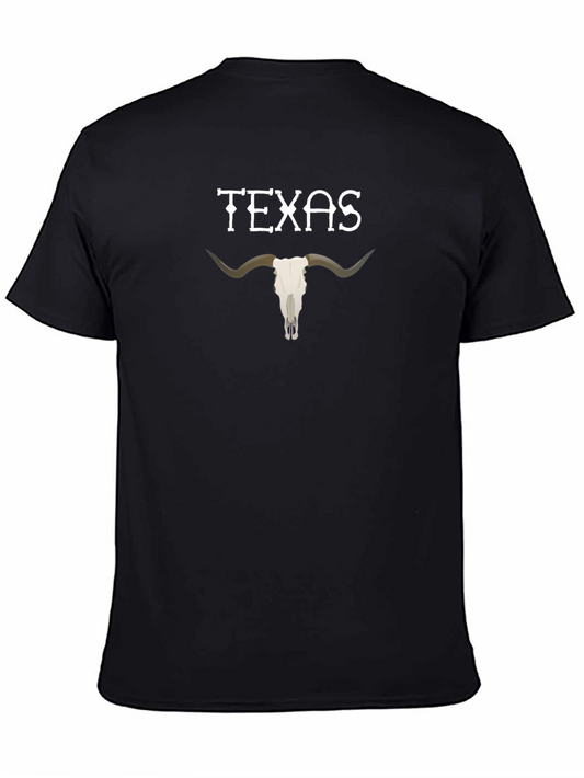 Texas Longhorn Skull Graphic Black T-Shirt
