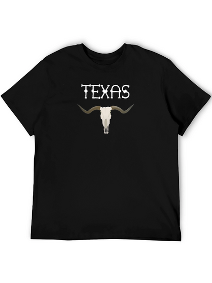 Texas Longhorn Skull Graphic Black T-Shirt