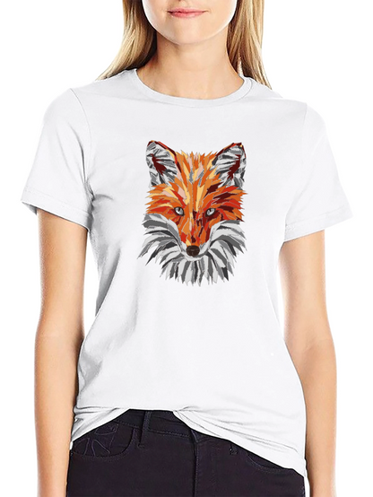 Geometric Fox Graphic Tee - Black