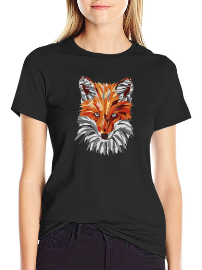 Geometric Fox Graphic Tee - Black