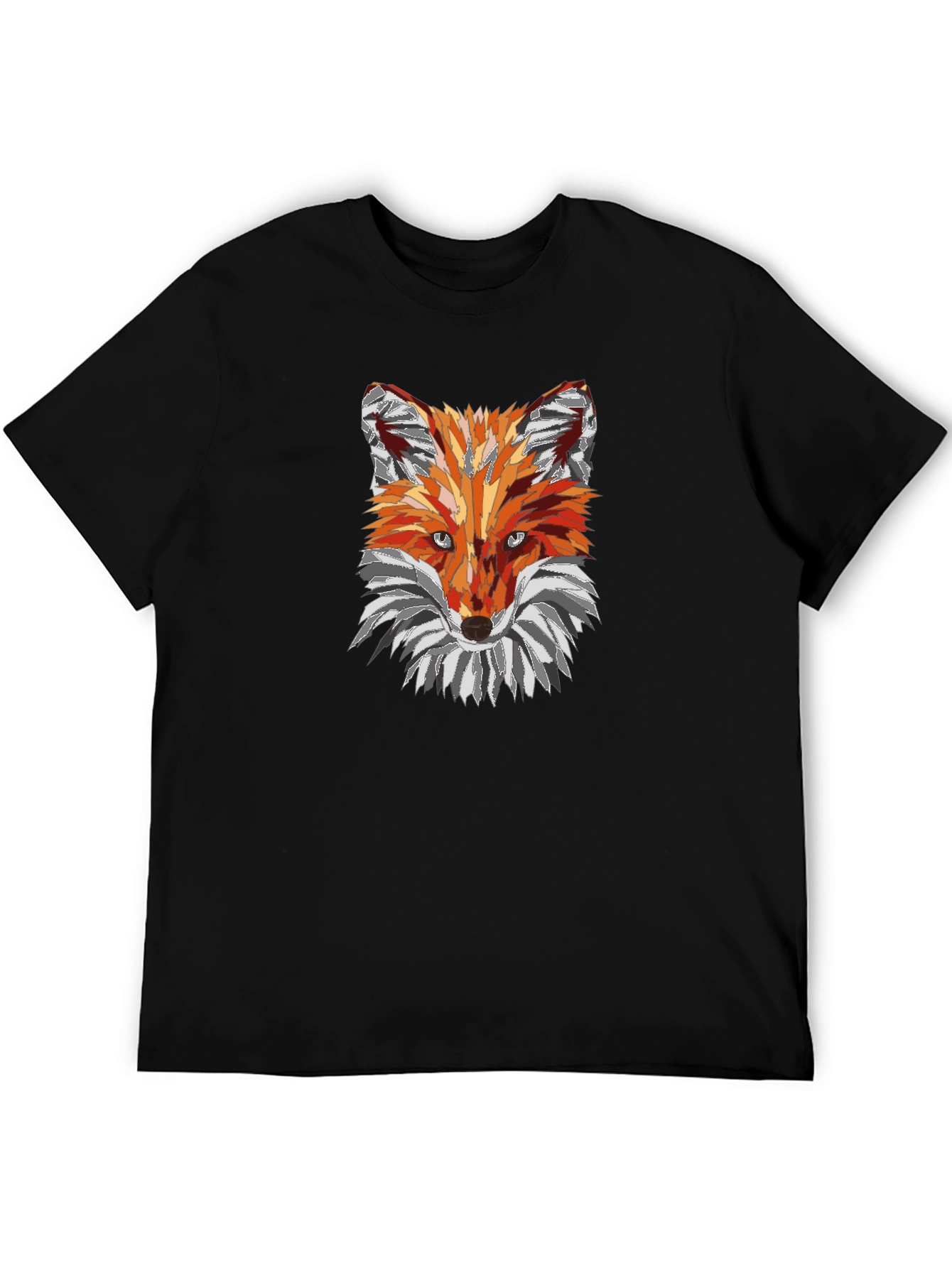 Geometric Fox Graphic Tee - Black