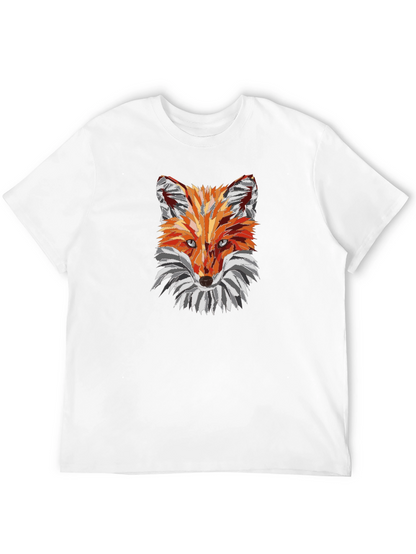 Geometric Fox Graphic Tee - Black