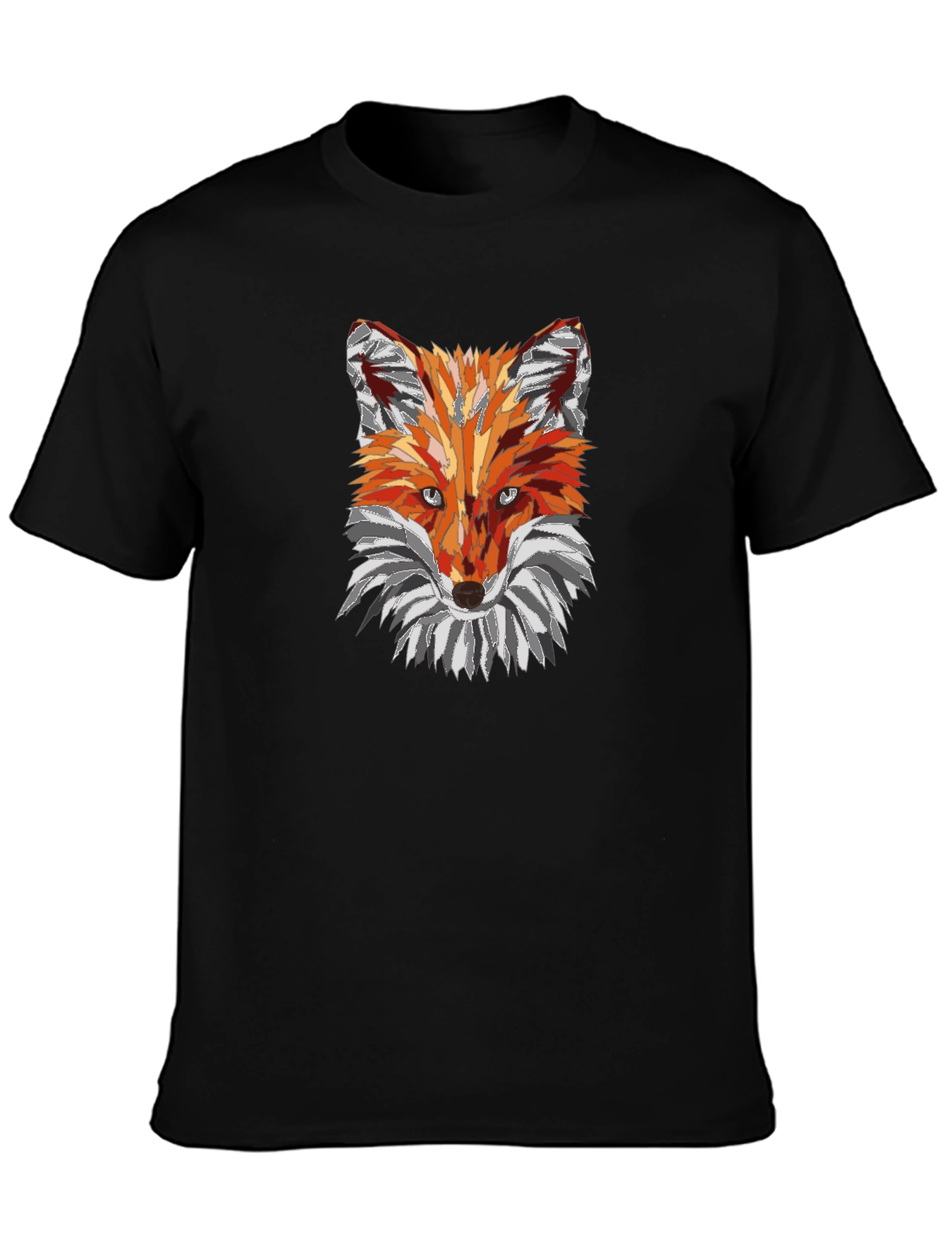Geometric Fox Graphic Tee - Black