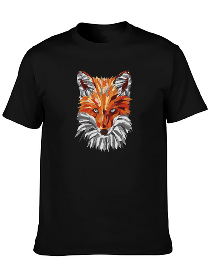 Geometric Fox Graphic Tee - Black