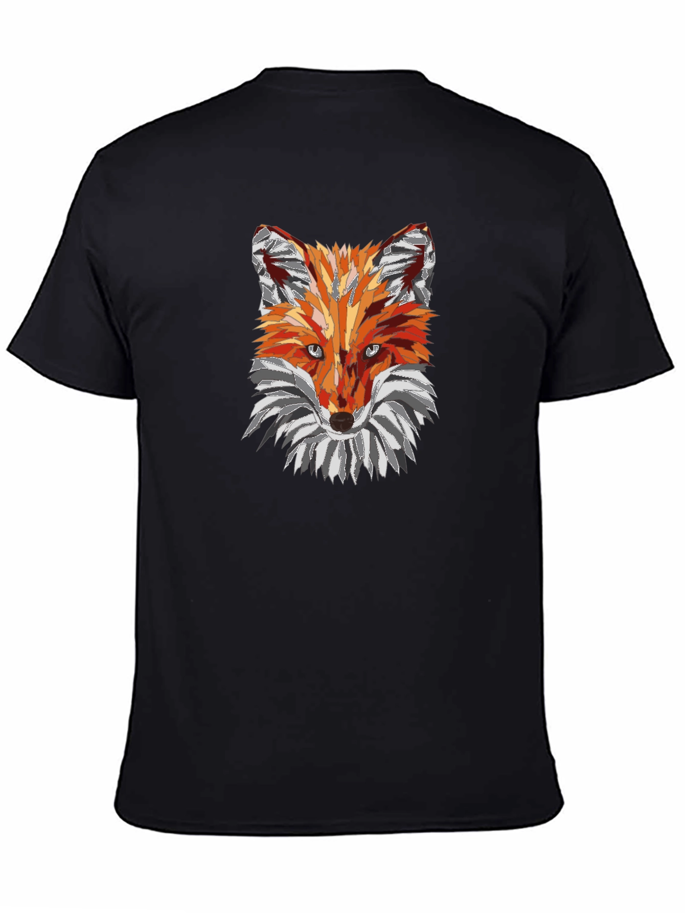 Geometric Fox Graphic Tee - Black