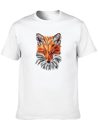 Geometric Fox Graphic Tee - Black