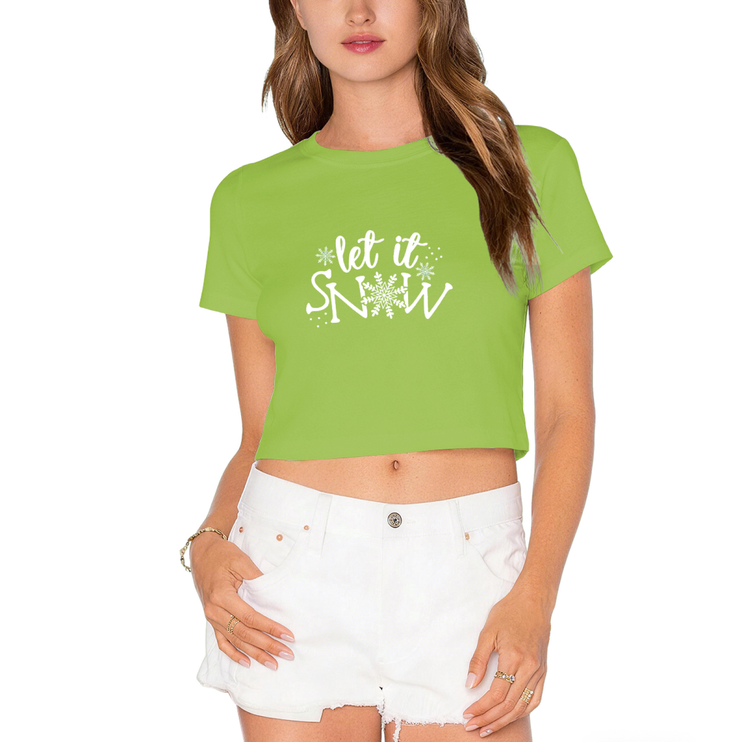 Let It Snow Snowflake Festive Christmas Women Crop Top